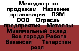 Менеджер по продажам › Название организации ­ ЛЗМ, ООО › Отрасль предприятия ­ Металлы › Минимальный оклад ­ 1 - Все города Работа » Вакансии   . Татарстан респ.